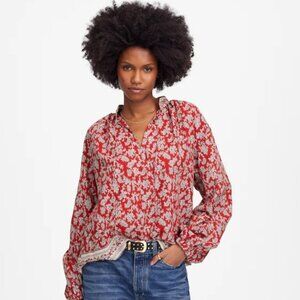 Madewell Shirred Popover Top in Paisley Print XL new with tags